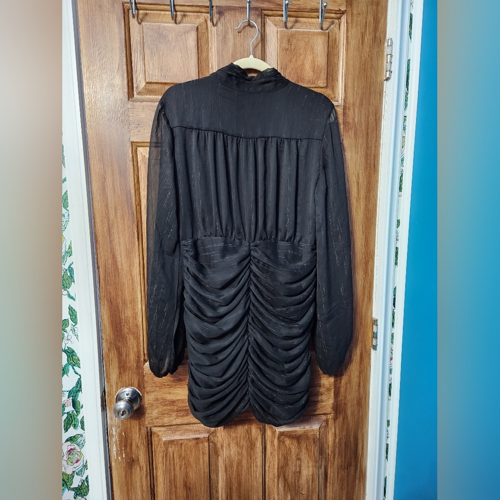 ✨️Final Price✨️NWT House of Harlow Metallic Black Balloon Sleeve Mini Dress - Picture 5 of 8